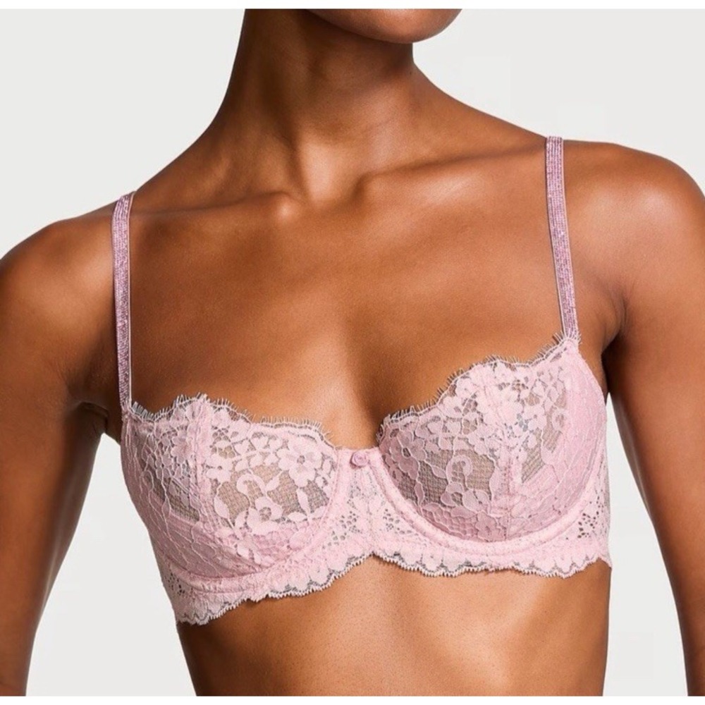 Victoria's Secret DREAM ANGELS Wicked Twinkle Strap Lace Balconette Bra Sz 38DD